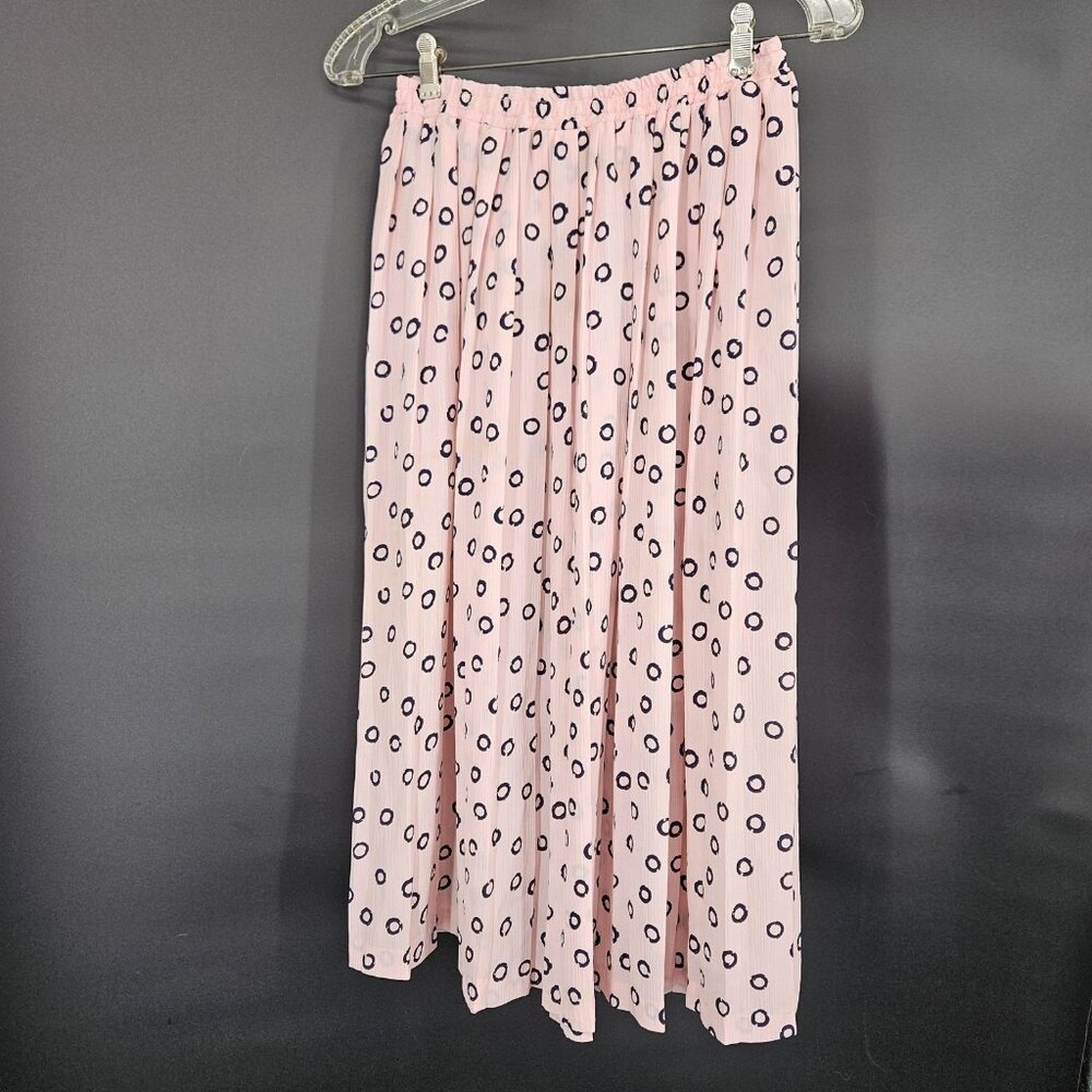 Alfred Dunner Skirt Womens 12 Pink Polka Dot Pleated A-Line Midi Office Business